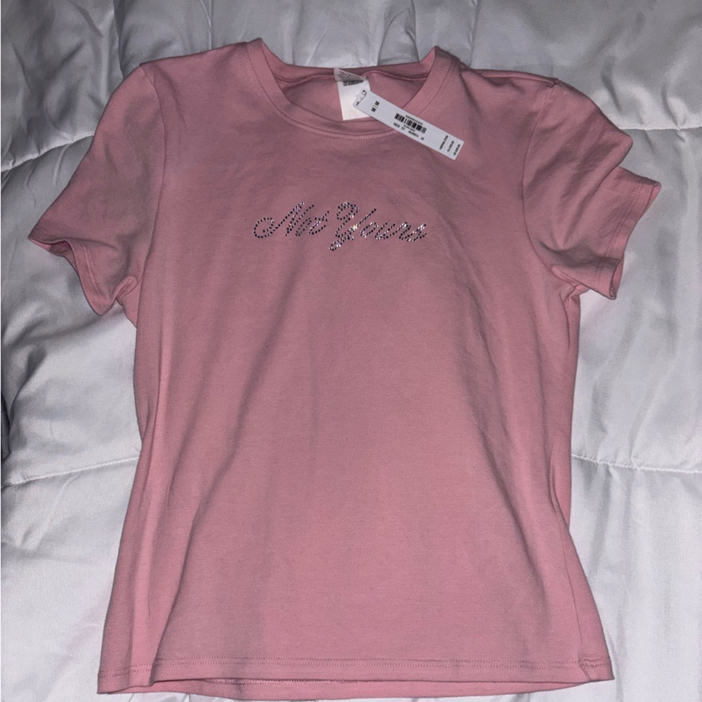 VS Pink Rhinestone “Not Yours” Top